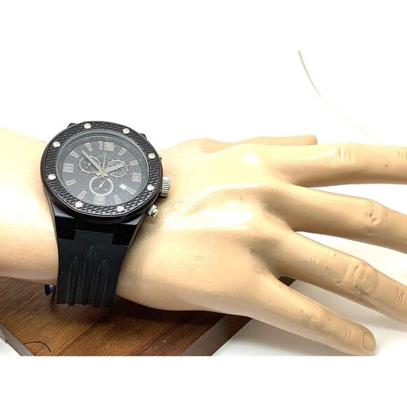 Joshua & Sons Men's Watch JS62BK Quartz Chronograph Black Dial Rubber Ba… - Picture 4 of 13